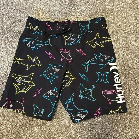 Boys Hurley Swimming Trunks. Drawstring and Velcro back pocket. - Picture 1 of 4